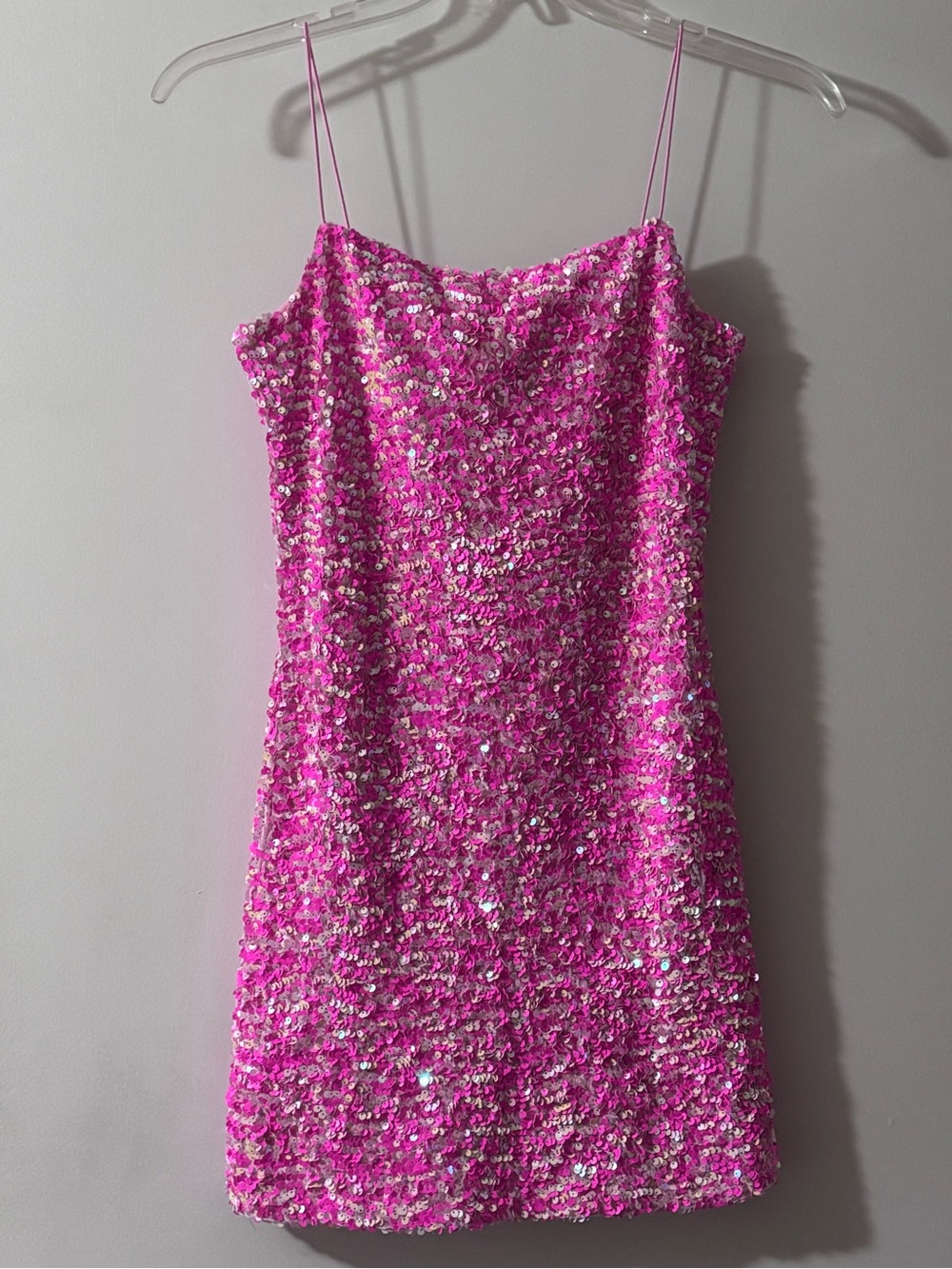 Thirty/Thirty Pink Sparkly Sequin Spaghetti Strap Party Mini Dress Size M